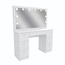 Penteadeira Camarim 7 Gavetas com Espelho e Kit LED - 100% MDF Branco [Iluminação 3 Tons]